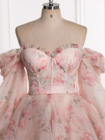 Floor Length Printing Floral Prom Dress